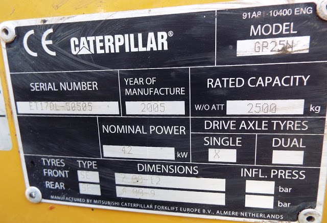 Caterpillar Forklift specs