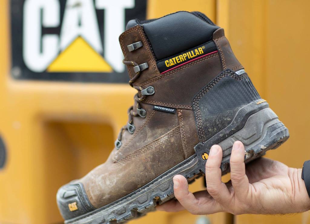 Old worn Caterpillar boots